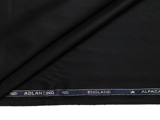 Adlantino Super 110s Extrafine Merino Wool Blended Suiting Fabric (Noir Charcoal, Plain)