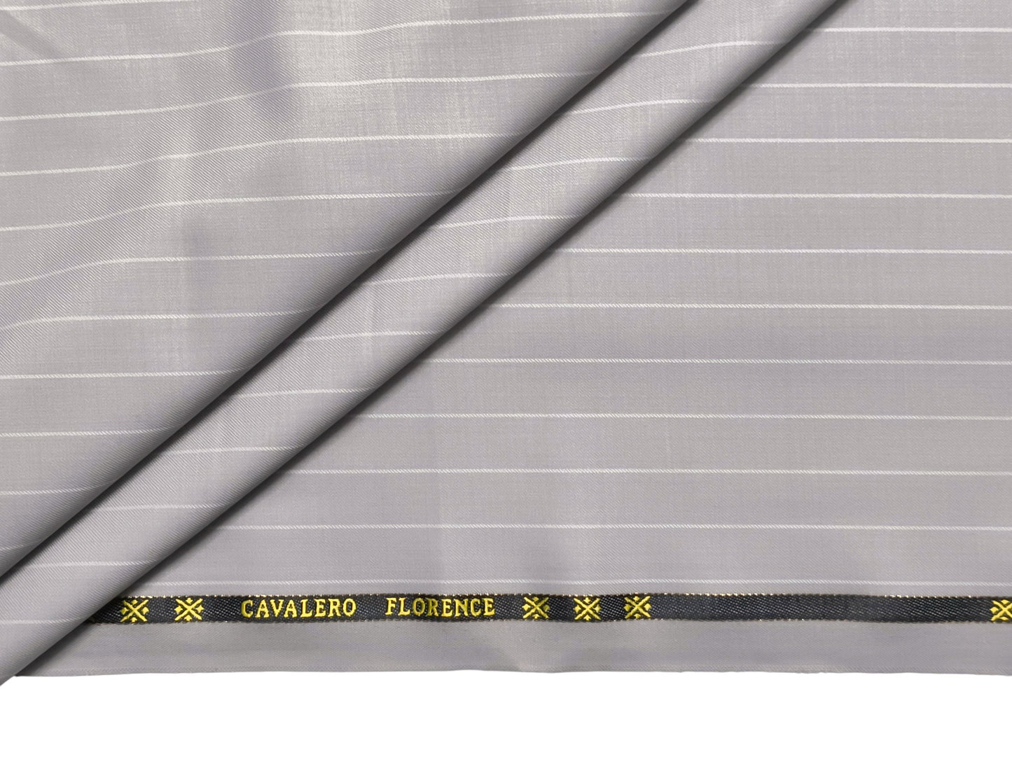 Cavalero Italy Super 130s Extrafine Australian Merino Wool Suiting Fabric (Silver Grey, Pinstripes)