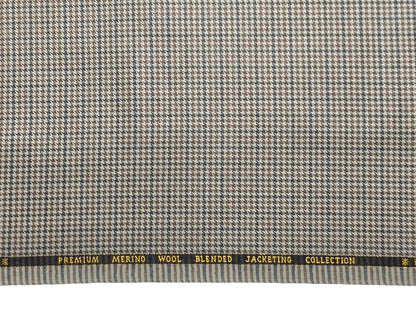 Cavalero Italy Premium Merino Wool Blended Jacketing Collection Suiting Fabric (Brown, Houndstooth Pattern)
