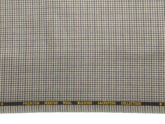 Cavalero Italy Premium Merino Wool Blended Jacketing Collection Suiting Fabric (Brown, Houndstooth Pattern)