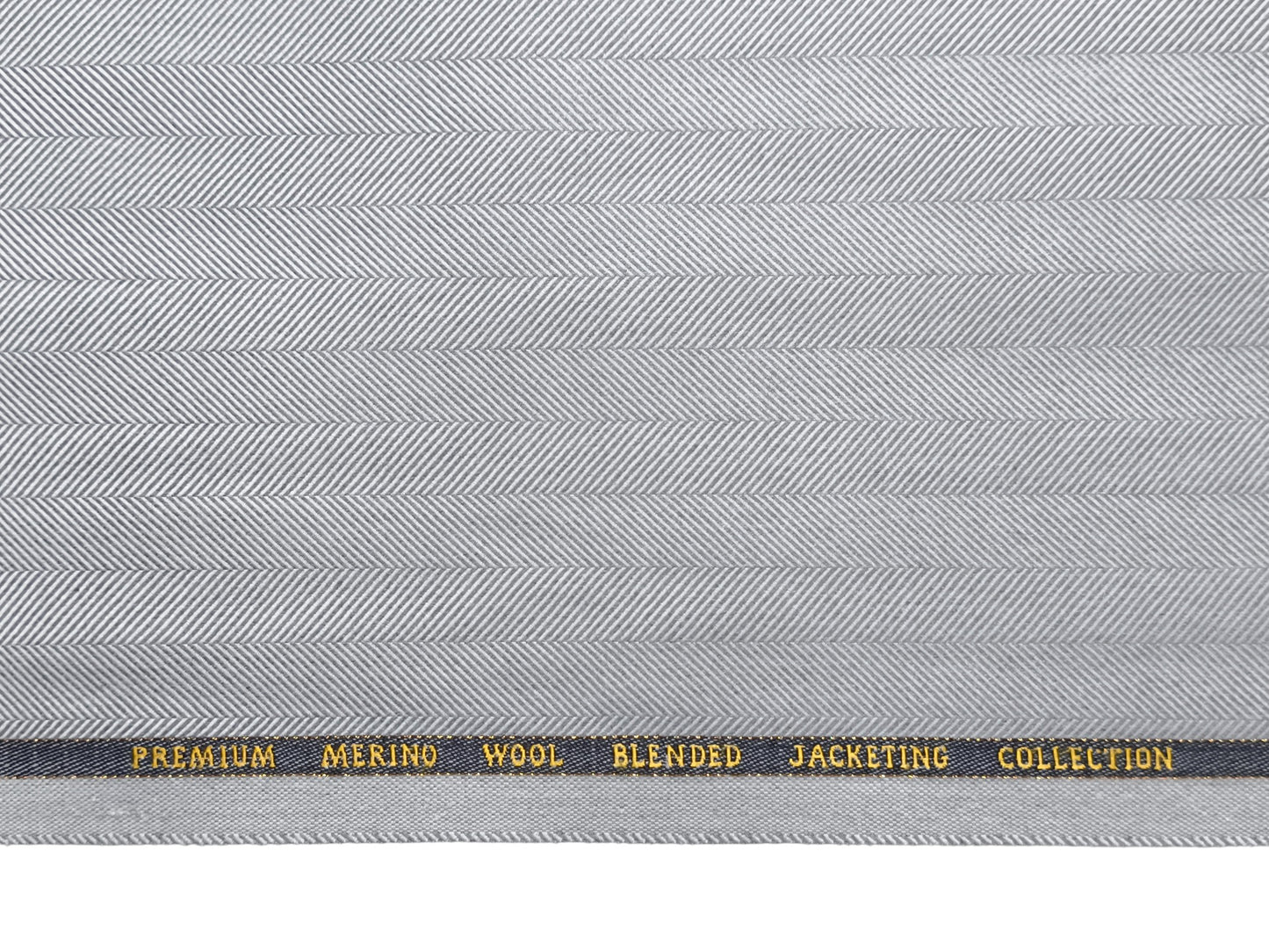 Cavalero Italy Premium Wool Blended Jacketing Collection Suiting Fabric (Ice Grey, Herringbone)