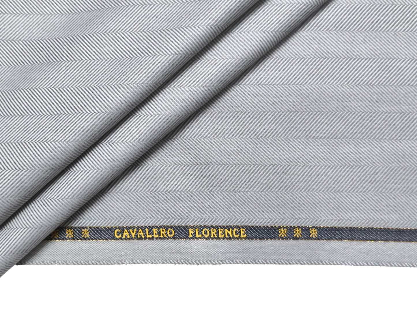 Cavalero Italy Premium Wool Blended Jacketing Collection Suiting Fabric (Ice Grey, Herringbone)