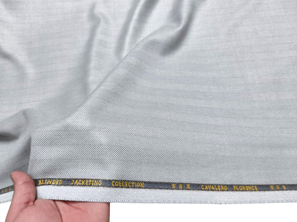 Cavalero Italy Premium Wool Blended Jacketing Collection Suiting Fabric (Ice Grey, Herringbone)
