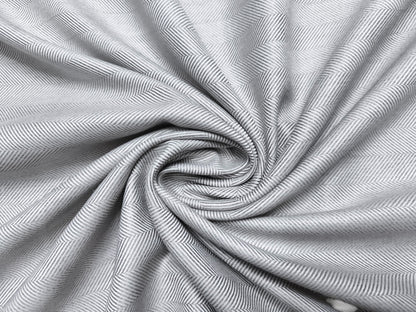 Cavalero Italy Premium Wool Blended Jacketing Collection Suiting Fabric (Ice Grey, Herringbone)