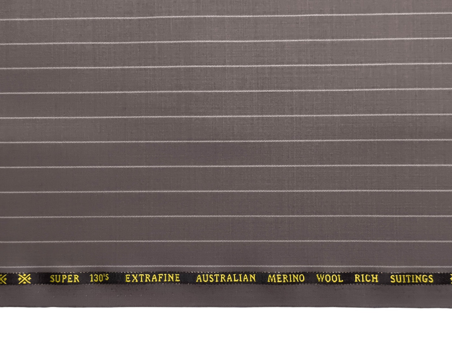 Cavalero Italy Super 130s Extrafine Australian Merino Wool Suiting Fabric (Coffee Brown, Pinstripes)