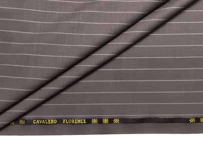 Cavalero Italy Super 130s Extrafine Australian Merino Wool Suiting Fabric (Coffee Brown, Pinstripes)