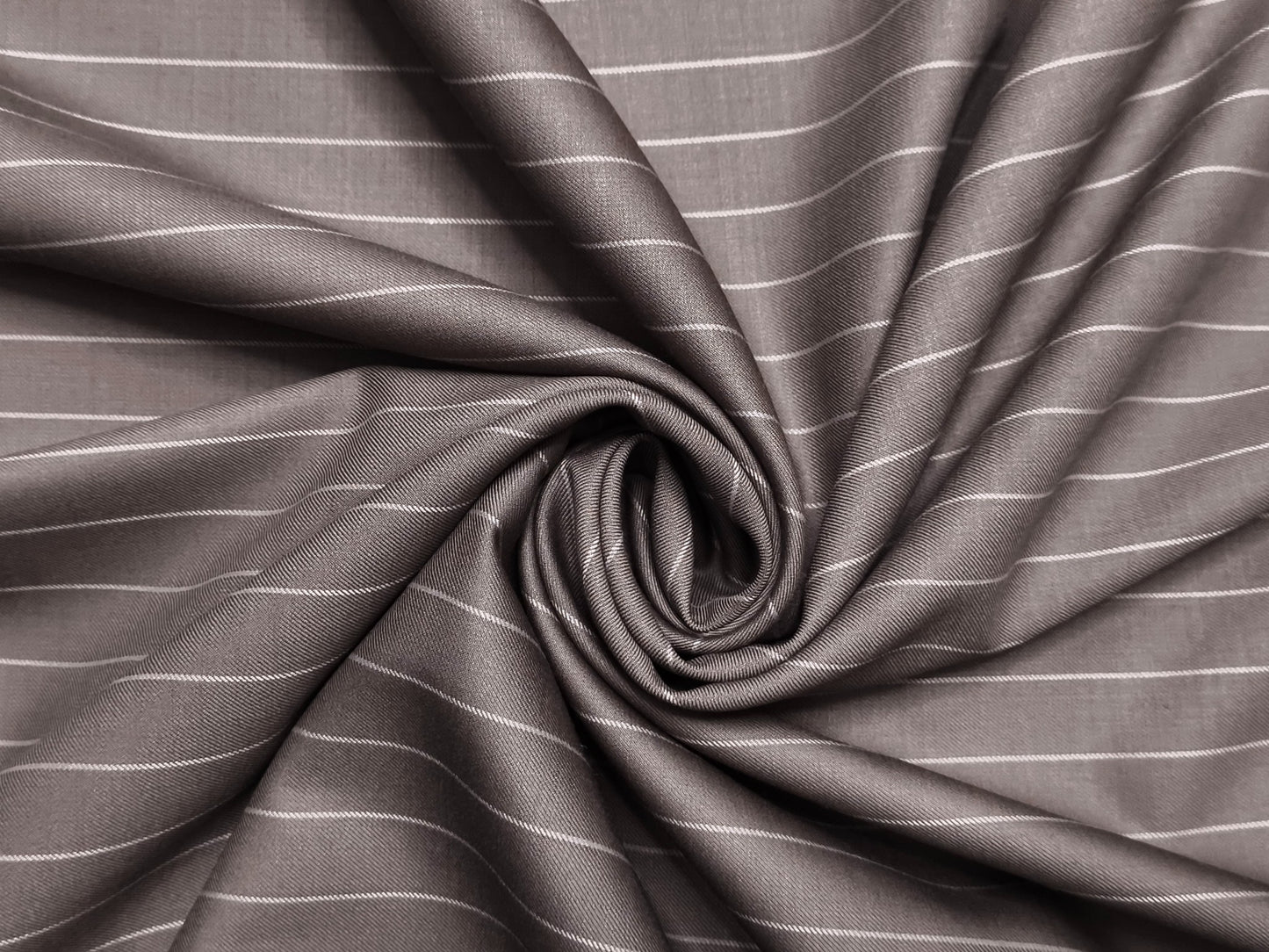 Cavalero Italy Super 130s Extrafine Australian Merino Wool Suiting Fabric (Coffee Brown, Pinstripes)