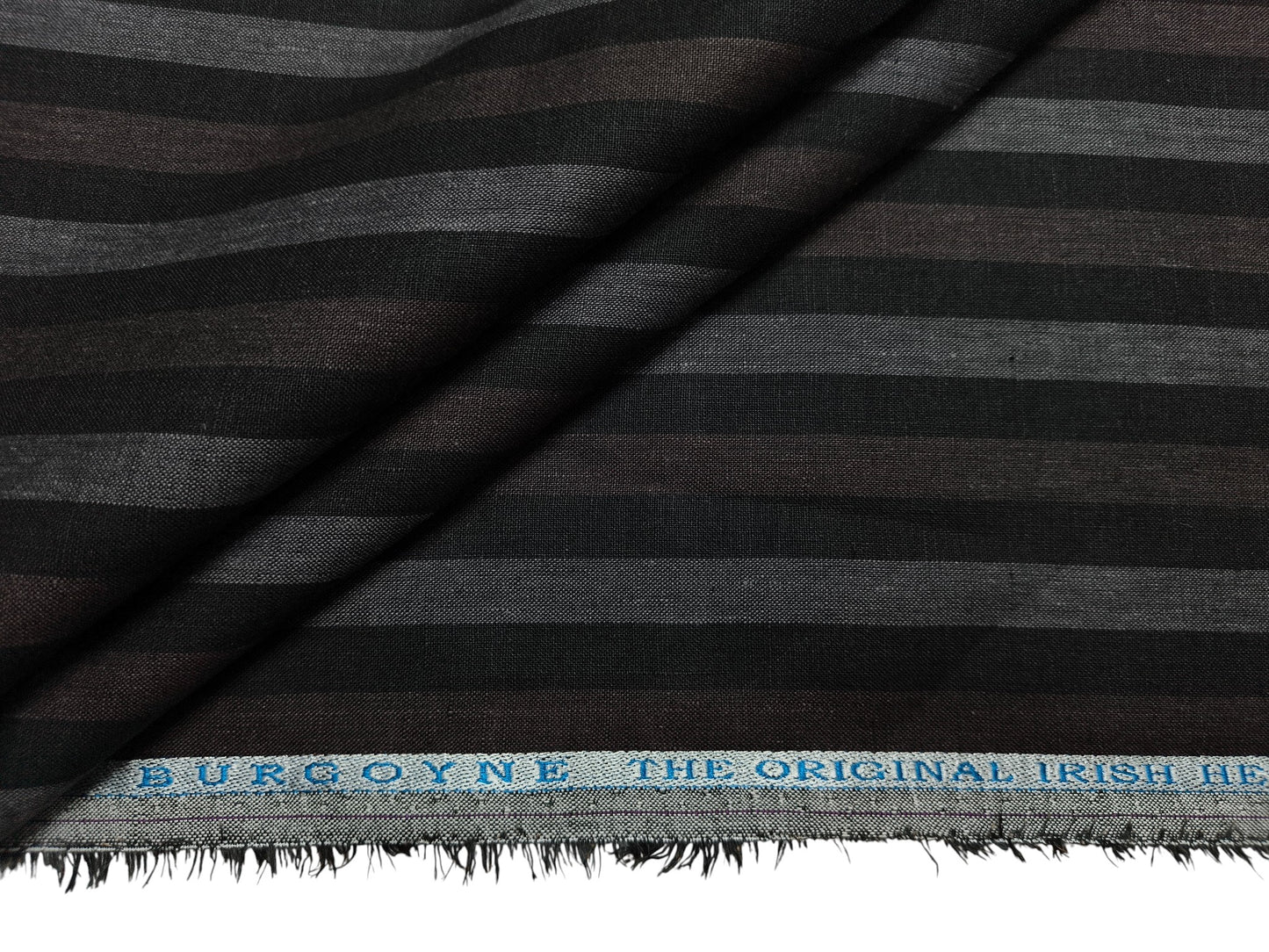 Burgoyne The Original Irish Heritage Linen Shirting Fabric (Black , Brown and Charcoal, Stripes)