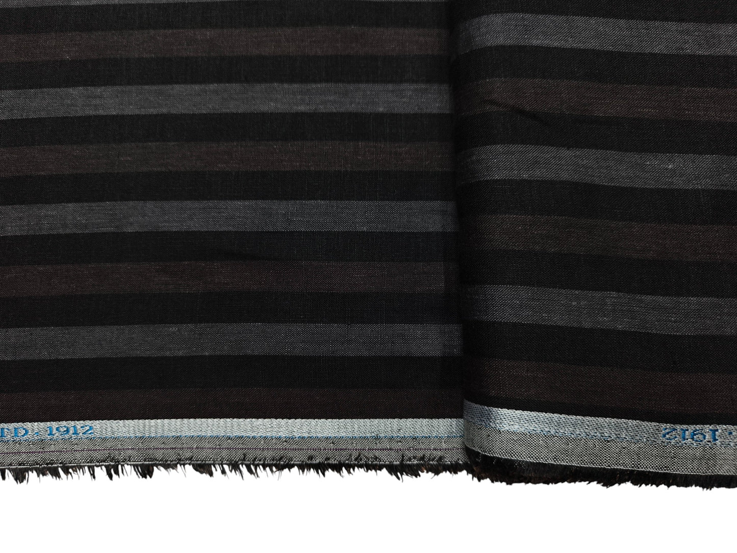 Burgoyne The Original Irish Heritage Linen Shirting Fabric (Black , Brown and Charcoal, Stripes)