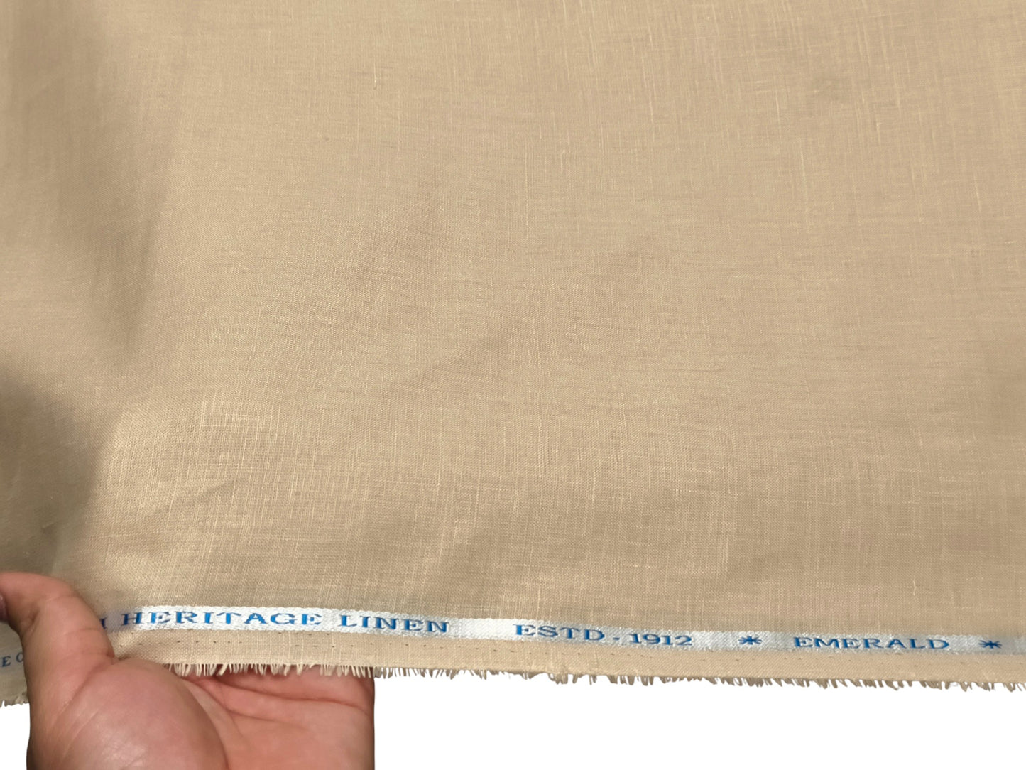 Burgoyne Emerald The Original Irish Heritage Linen Shirting Fabric (Sandy Beige, Plain)