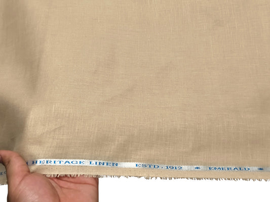 Burgoyne Emerald The Original Irish Heritage Linen Shirting Fabric (Sandy Beige, Plain)