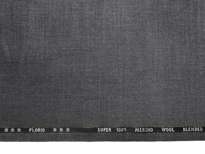 Canetti Italy Super 100's Merino Wool Blend Suiting Fabric (Grey Melange, Plain)
