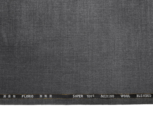 Canetti Italy Super 100's Merino Wool Blend Suiting Fabric (Grey Melange, Plain)
