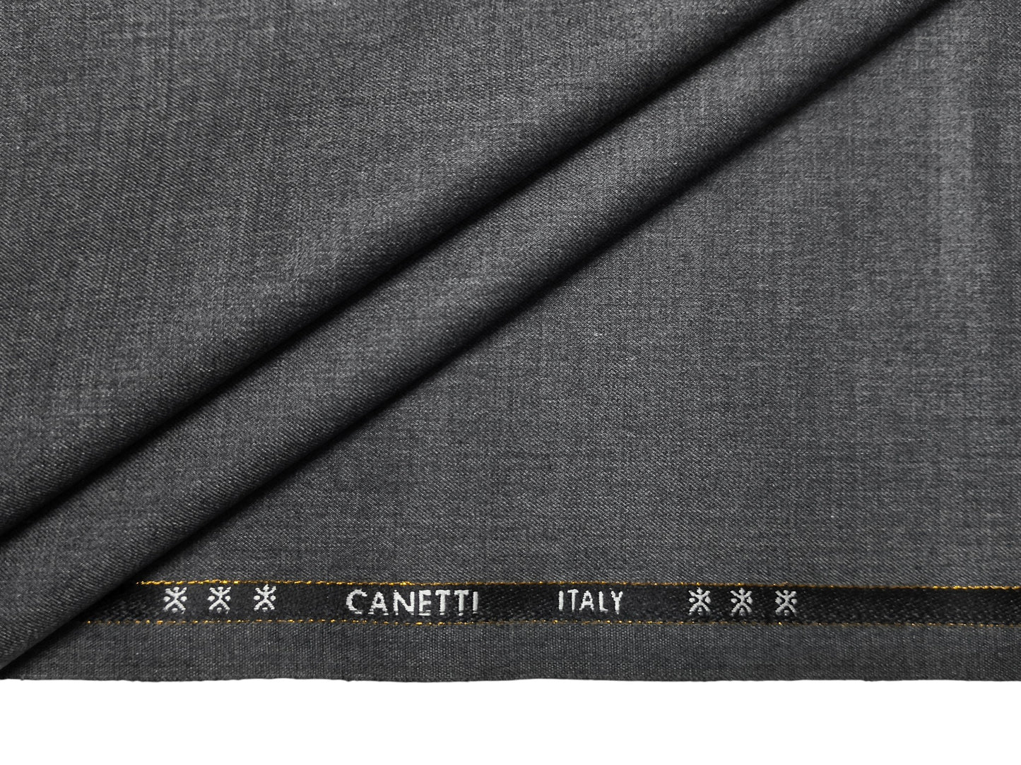 Canetti Italy Super 100's Merino Wool Blend Suiting Fabric (Grey Melange, Plain)