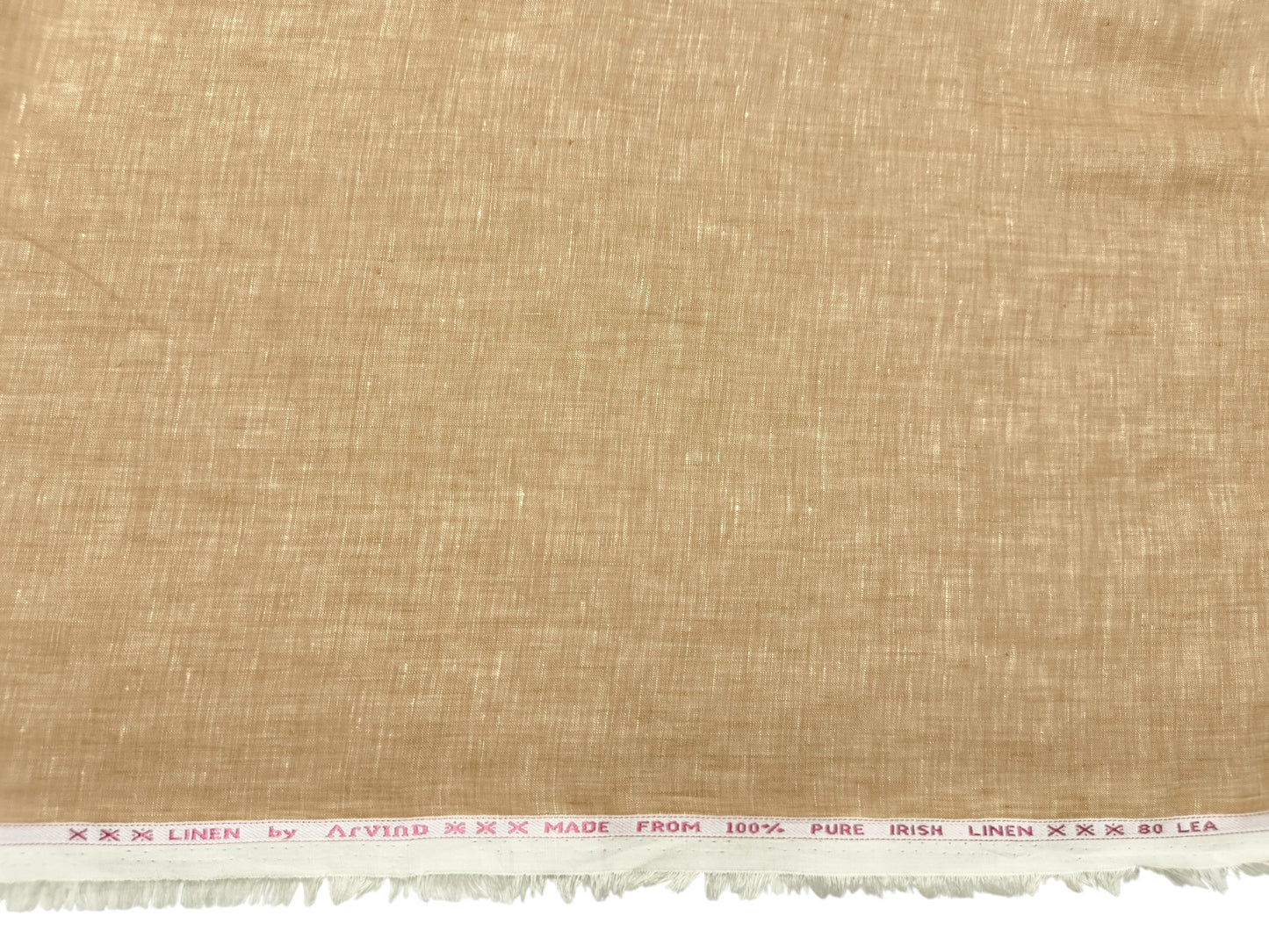 Arvind 100% Pure Irish Linen (80 Lea) Shirting Fabric (Camel Tan, Plain)