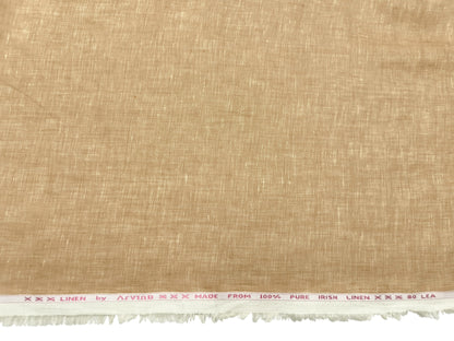 Arvind 100% Pure Irish Linen (80 Lea) Shirting Fabric (Camel Tan, Plain)