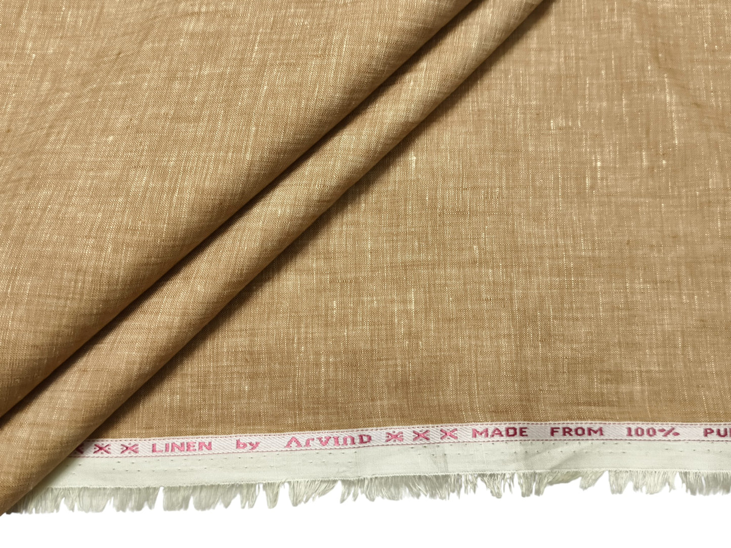 Arvind 100% Pure Irish Linen (80 Lea) Shirting Fabric (Camel Tan, Plain)