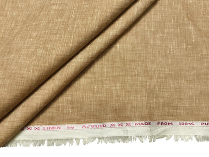 Arvind 100% Pure Irish Linen (80 Lea) Shirting Fabric (Camel Tan, Plain)