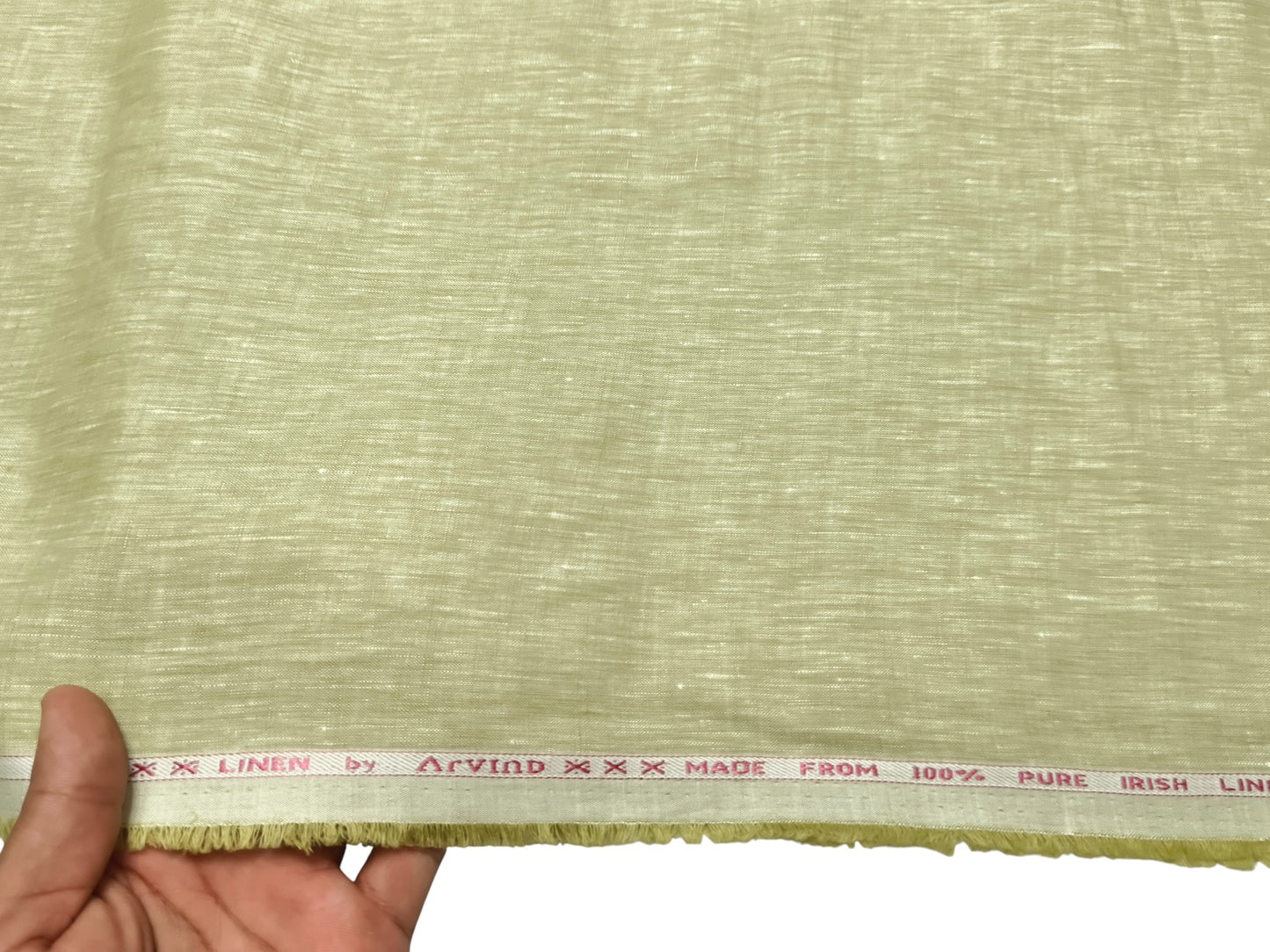 Arvind 100% Pure Irish Linen (80 Lea) Shirting Fabric (Light Green, Plain)
