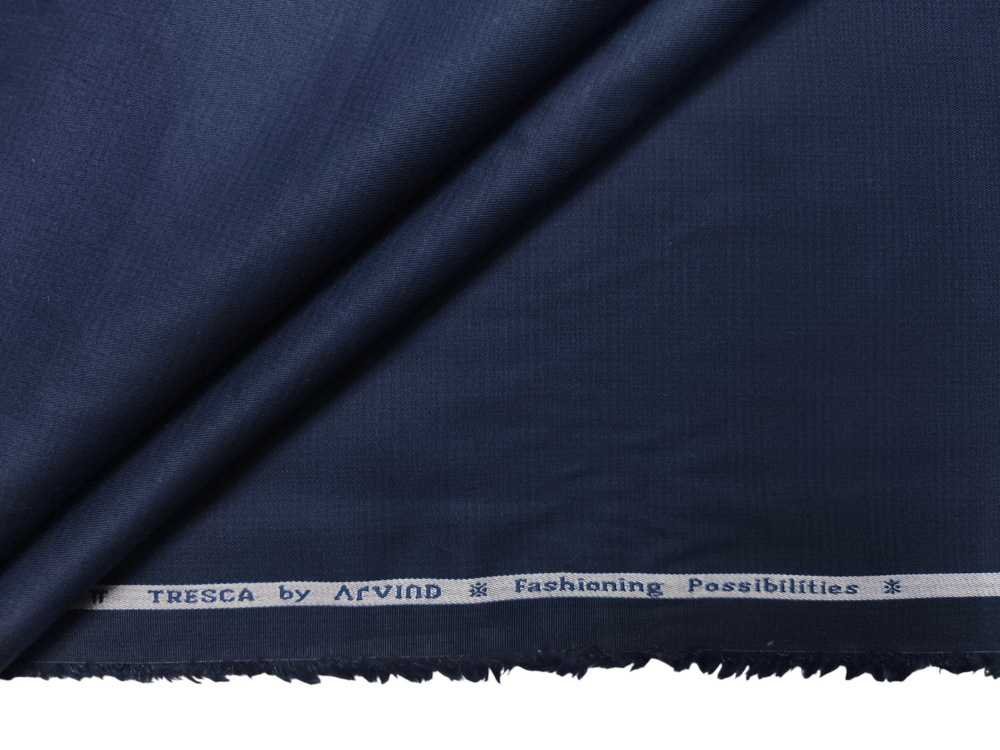 Arvind Tresca 2/60s 100% Pure Giza Cotton Suiting Fabric (Navy Blue, Subtle Checks)