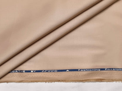 Arvind 100% Cotton Stretched Suiting Fabric (Beige Cream, Plain )