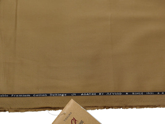 Arvind 100% Cotton Stretched Suiting Fabric (Camel Tan, Plain )