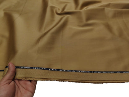 Arvind 100% Cotton Stretched Suiting Fabric (Camel Tan, Plain )