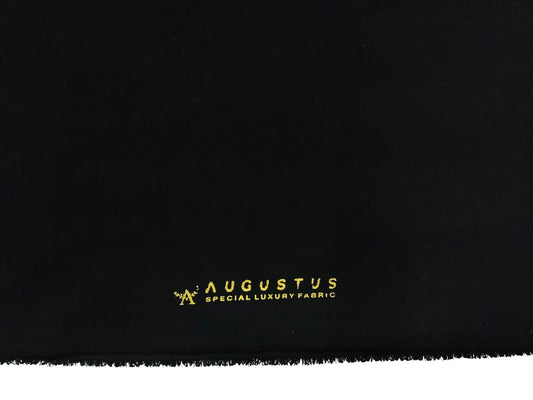 Augustus Superfine Lachka Stretched Suiting Fabric (Pure Black Plain)