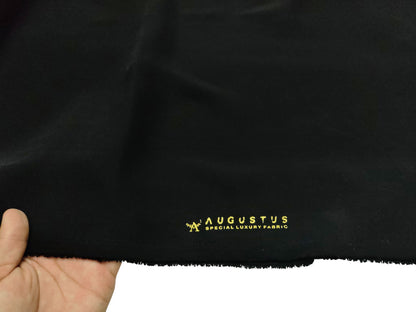 Augustus Superfine Lachka Stretched Suiting Fabric (Pure Black Plain)