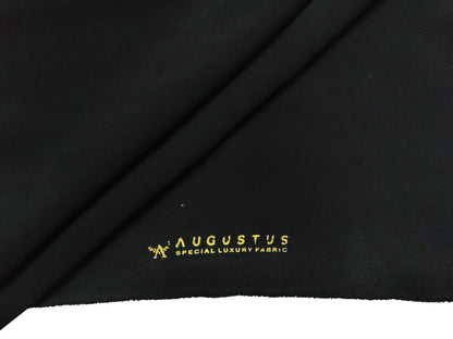 Augustus Superfine Lachka Stretched Suiting Fabric (Pure Black Plain)