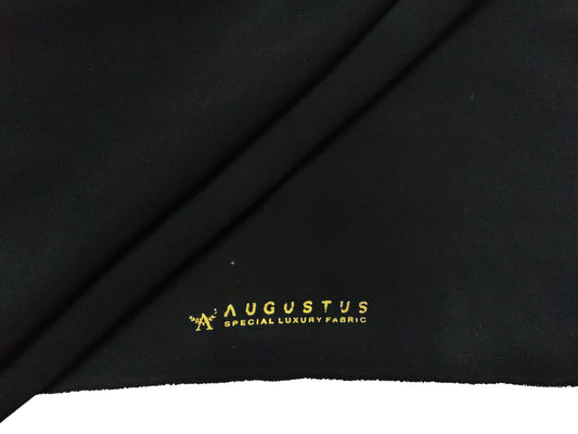 Augustus Superfine Lachka Stretched Suiting Fabric (Pure Black Plain)