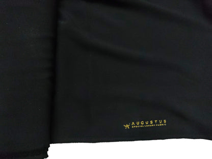 Augustus Superfine Lachka Stretched Suiting Fabric (Pure Black Plain)