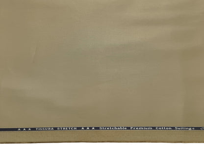 Arvind 100% Cotton Stretched Suiting Fabric (Sand Beige, Plain)