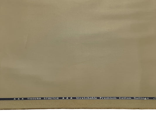 Arvind 100% Cotton Stretched Suiting Fabric (Sand Beige, Plain)