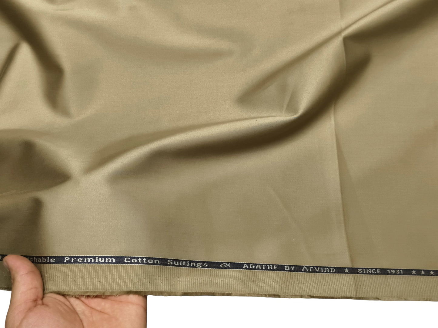 Arvind 100% Cotton Stretched Suiting Fabric (Sand Beige, Plain)