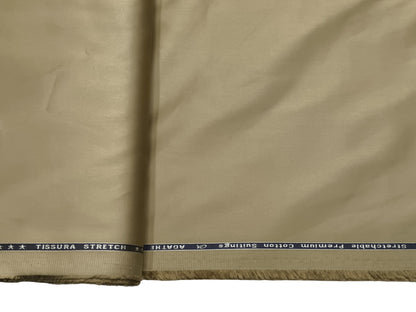 Arvind 100% Cotton Stretched Suiting Fabric (Sand Beige, Plain)