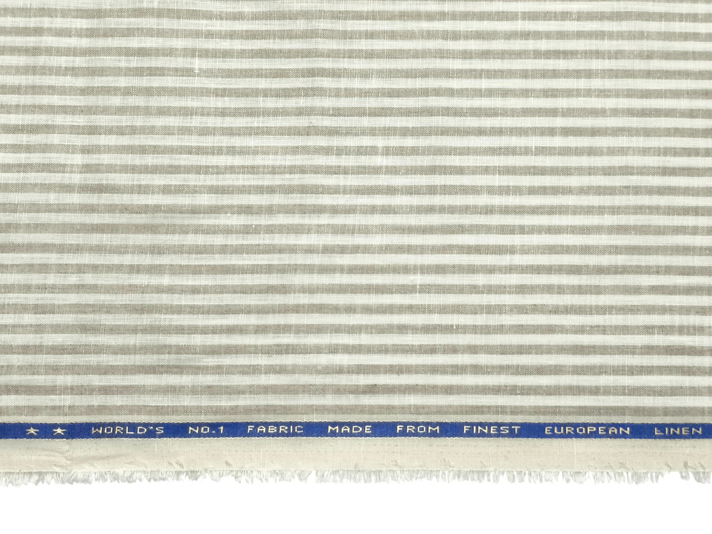 Italian Luxury Collection 100% Pure Linen Fabric 70 LEA Shirting Fabric (Beige & White, Stripes)