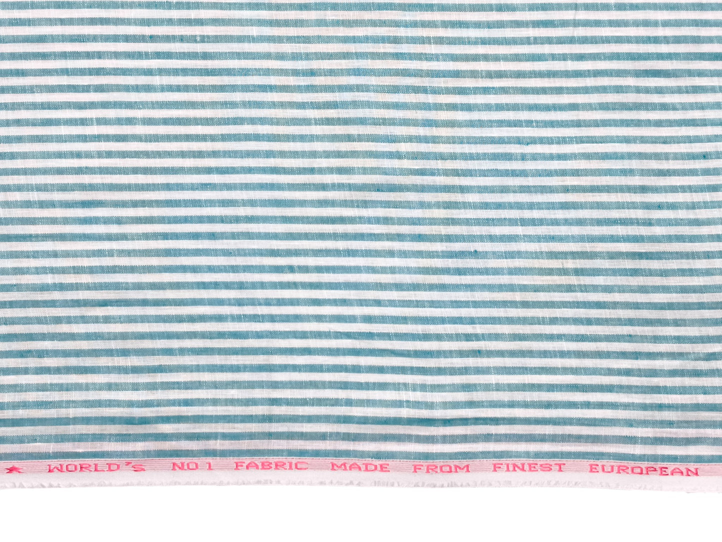 Italian Luxury Collection 100% Pure Linen Fabric 70 LEA Shirting Fabric (Green & White, Stripes)