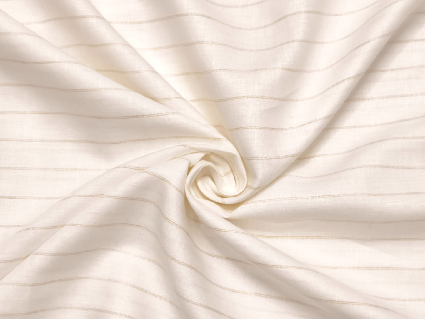 Italian Luxury Collection 100% Pure Linen Fabric 70 LEA Shirting Fabric (White & Golden, Stripes)