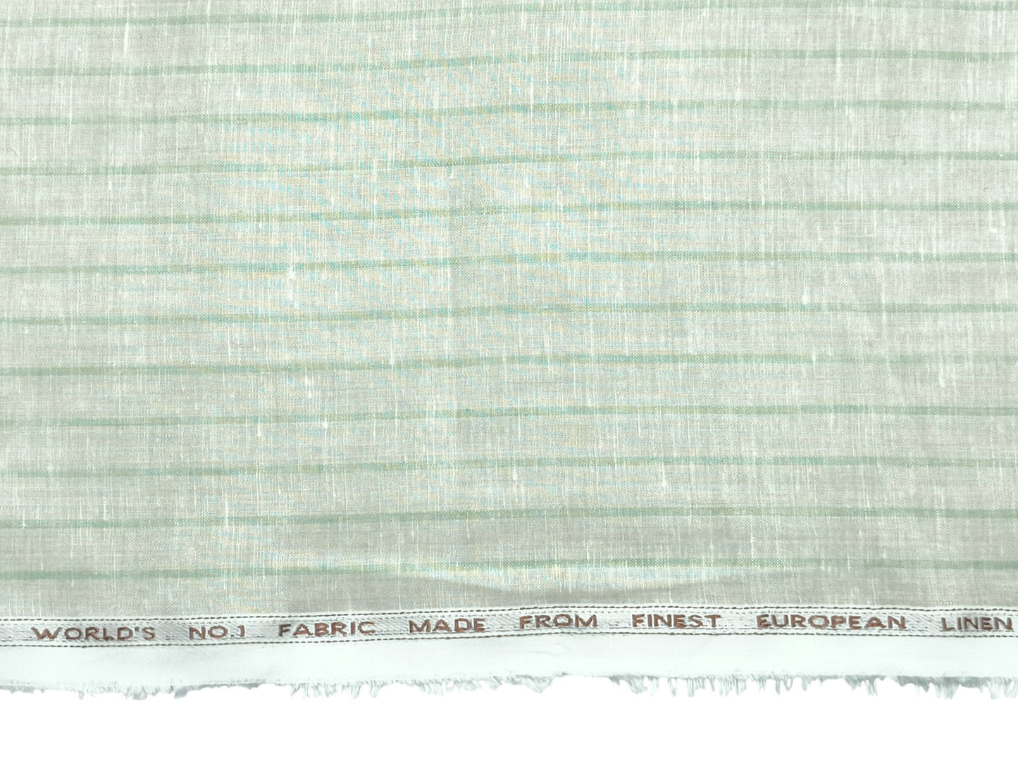 Italian Luxury Collection 100% Pure Linen Fabric 70 LEA Shirting Fabric (Beige & Green Stripes)