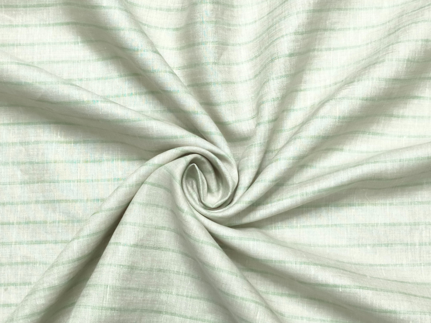 Italian Luxury Collection 100% Pure Linen Fabric 70 LEA Shirting Fabric (Beige & Green Stripes)