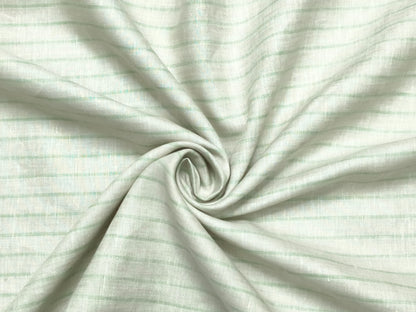 Italian Luxury Collection 100% Pure Linen Fabric 70 LEA Shirting Fabric (Beige & Green Stripes)