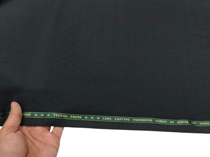 Raymond Techno Fresh Super 70s Merino Wool Blended Suiting Fabric (Greyish Green, Patterned)