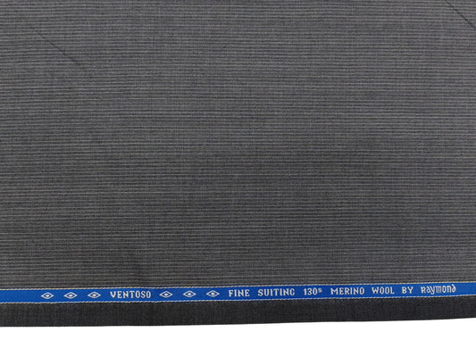 Raymond Ventoso 100% Wool Super 130s Suiting Fabric (Grey, Striped)