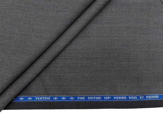 Raymond Ventoso 100% Wool Super 130s Suiting Fabric (Grey, Striped)