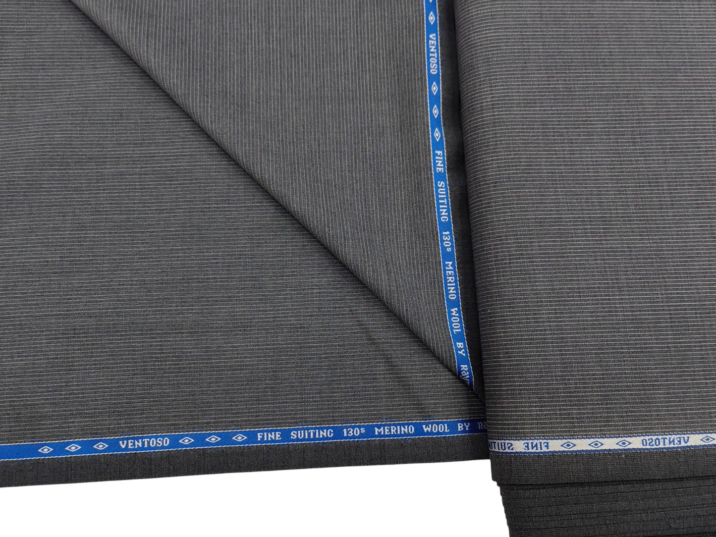 Raymond Ventoso 100% Wool Super 130s Suiting Fabric (Grey, Striped)