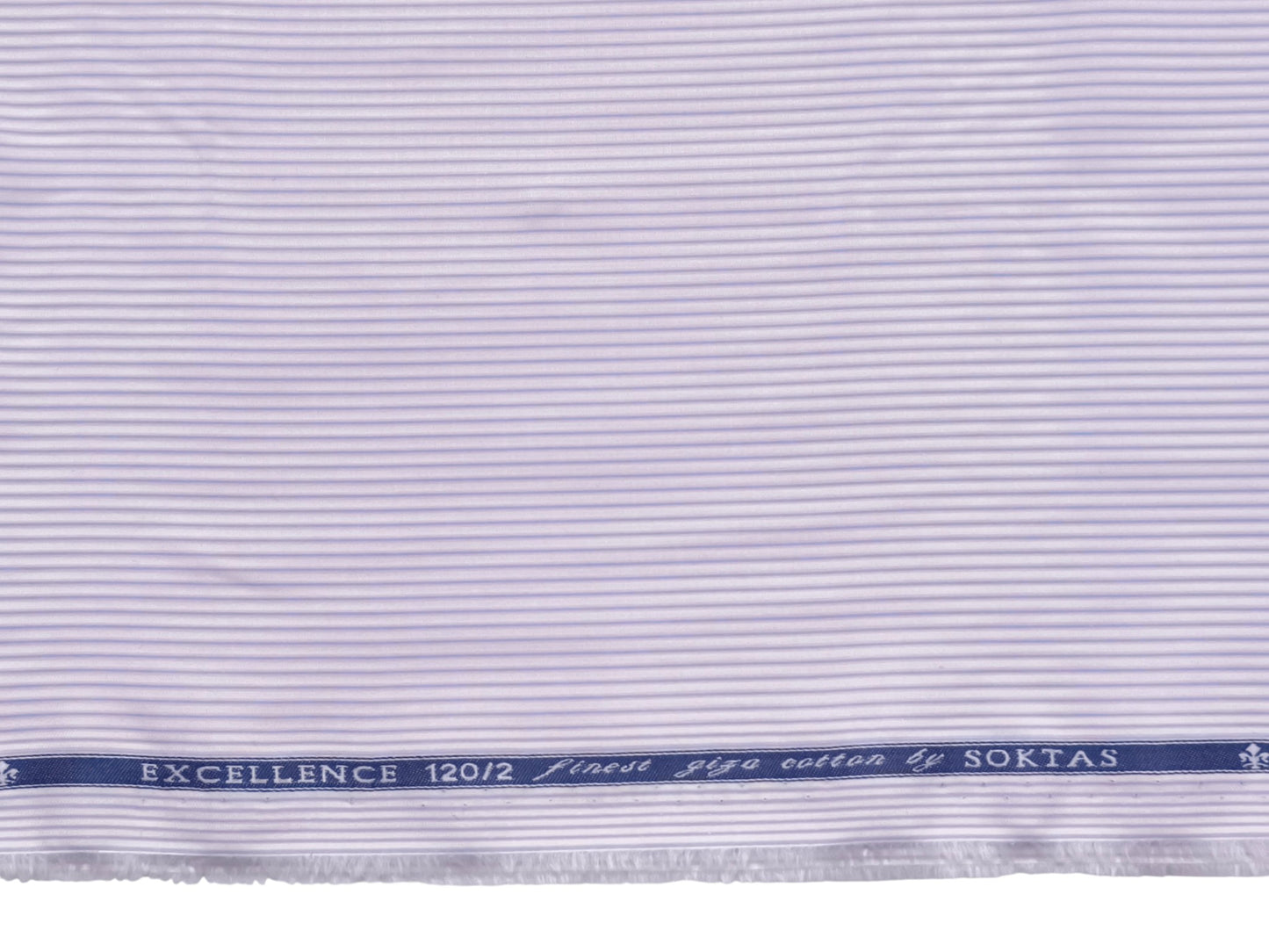 Giza House By Soktas 120/2 Finest Giza Cotton Shirting Fabric (White & Violet, Stripes)
