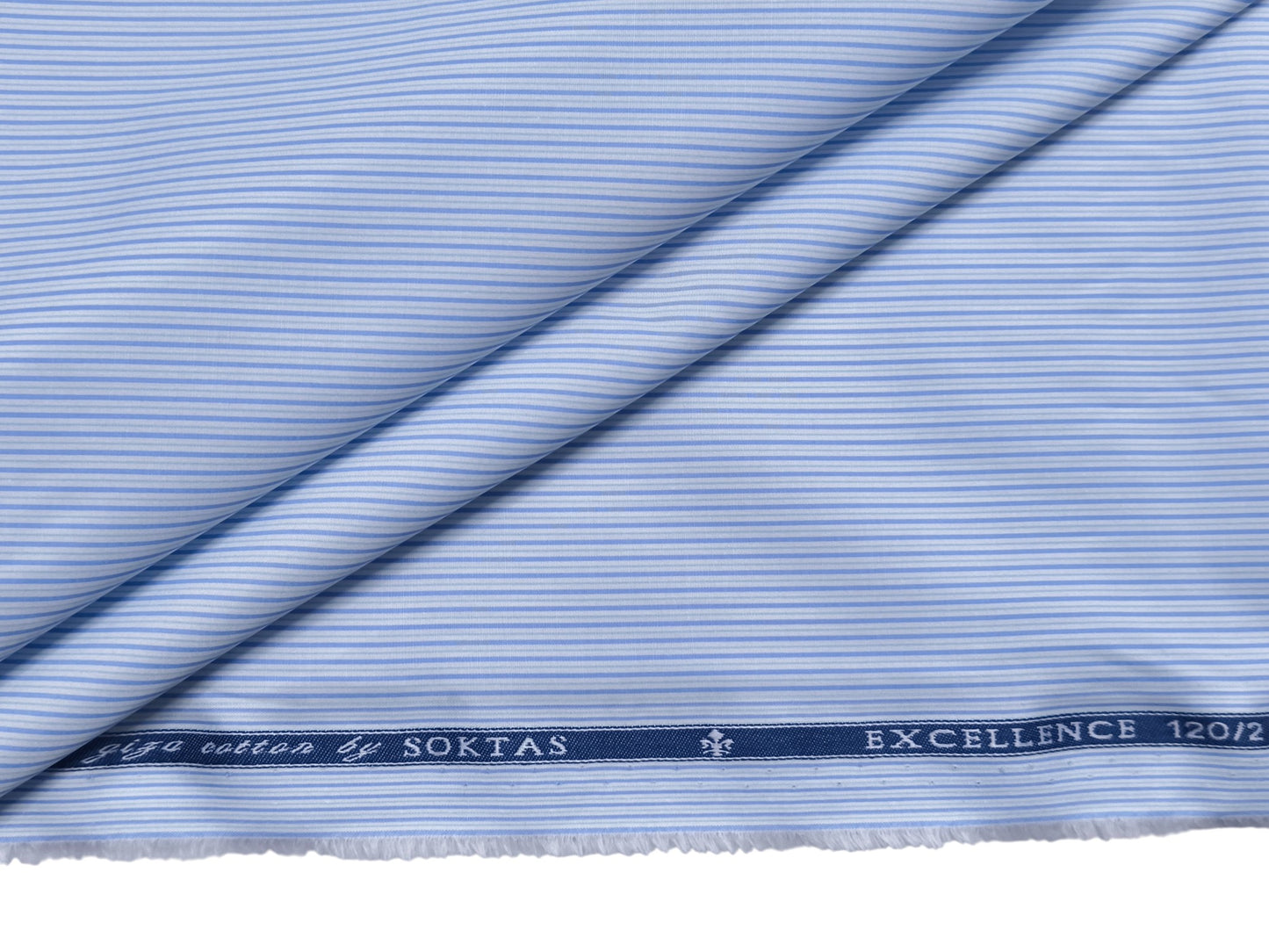 Giza House By Soktas 120/2 Finest Giza Cotton Shirting Fabric (Blue, Stripes)