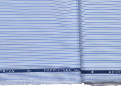 Giza House By Soktas 120/2 Finest Giza Cotton Shirting Fabric (Blue, Stripes)