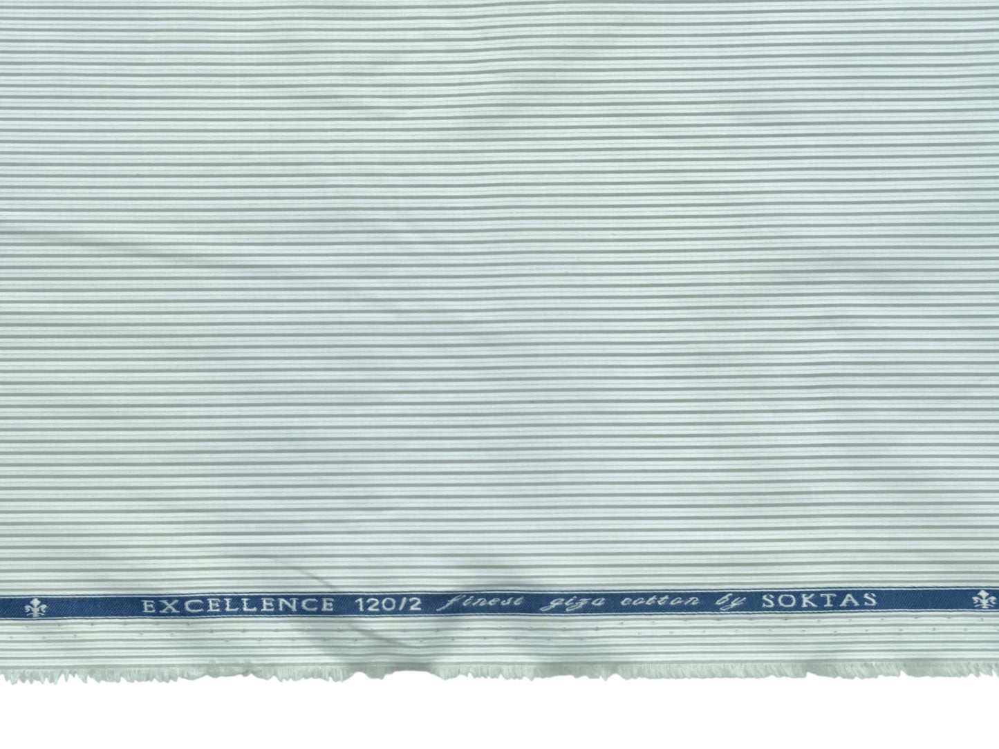 Giza House By Soktas 120/2 Finest Giza Cotton Shirting Fabric (White,Grey & Blue, Stripes)